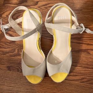 Yellow and Cream Wedge Heels